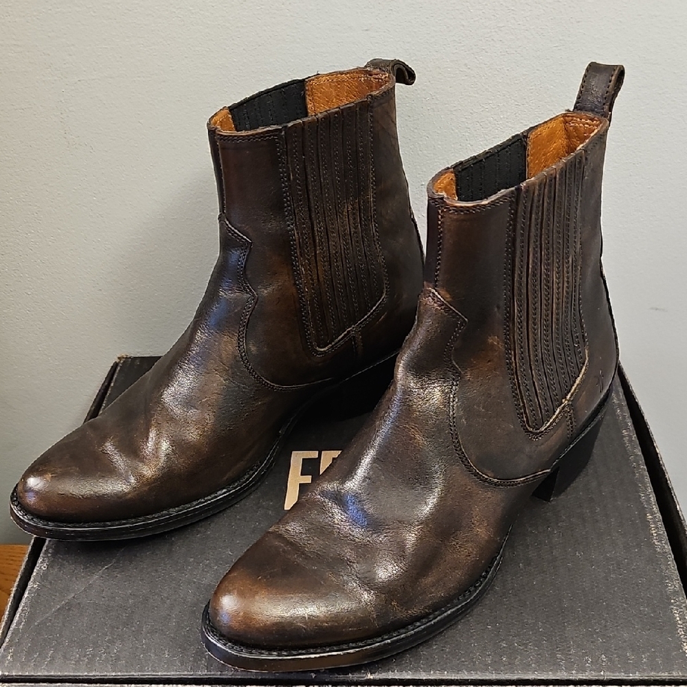 Frye Women's Dark Brown Leather Chelsea Ankle Boots